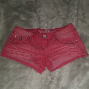 Red Jean shorts